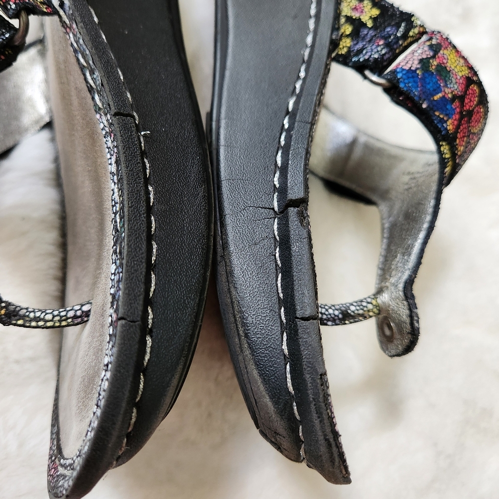 Alegria Carina Flip Flop Comfort Sandals Leather Floral Print Size 36/6 - Picture 11 of 14